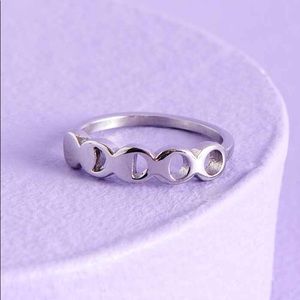 COPY - Stainless Steel Moon Phase Ring Size 7